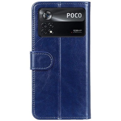 Xiaomi Poco X4 Pro mėlynas odinis atverčiamas dėklas - knygutė | Priedai.lt