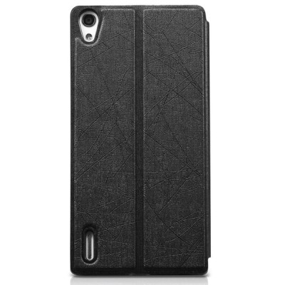 Huawei Ascend P7 juodas odinis atverčiamas TakeFans Charm dėklas / Priedai.lt