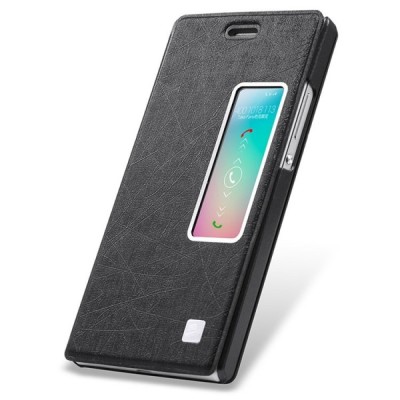 Huawei Ascend P7 juodas odinis atverčiamas TakeFans Charm dėklas / Priedai.lt