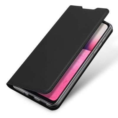 Dux Ducis Skin serijos Samsung Galaxy A33 5G (SM-A336E) juodas odinis atverčiamas dėklas | Priedai.lt
