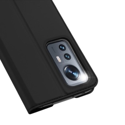 Xiaomi 12 „Dux Ducis“ Skin serijos juodas odinis atverčiamas dėklas - knygutė | Priedai.lt