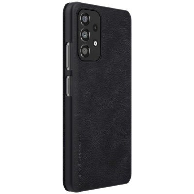 Prabangus „Nillkin“ Qin serijos juodas odinis atverčiamas Samsung Galaxy A33 5G (SM-A336E) dėklas | Priedai.lt