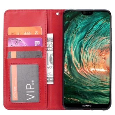 Prabangus „Comma“ odinis atverčiamas raudonas Huawei P30 dėklas | Priedai.lt