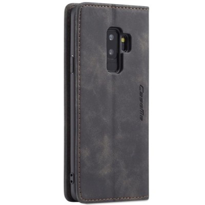 Samsung Galaxy S9+ (G965) CaseMe Retro solidus atverčiamas juodas odinis dėklas - knygutė | Priedai.lt