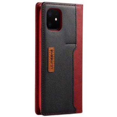 „Lc.Imeeke“ Apple iPhone 11 raudonas odinis atverčiamas dėklas | Priedai.lt
