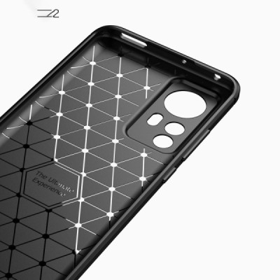 Xiaomi 12 (12X) „Carbon“ kieto silikono TPU juodas dėklas - nugarėlė | Priedai.lt