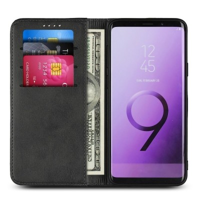 Samsung Galaxy S9+ (G965) „Split“ juodas odinis atverčiamas dėklas - knygutė | Priedai.lt