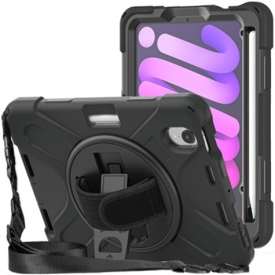 Apple iPad mini 6 2021 / mini 7 (2024) sustiprintos apsaugos (360°) juodas dėklas - nugarėlė | Priedai.lt