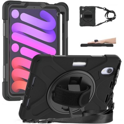 Apple iPad mini 6 2021 / mini 7 (2024) sustiprintos apsaugos (360°) juodas dėklas - nugarėlė | Priedai.lt