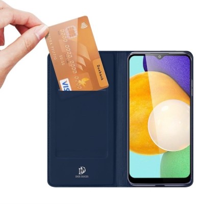 „Dux Ducis“ Skin serijos Samsung Galaxy A13 4G (SM-A135F, SM-A137F) mėlynas odinis atverčiamas dėklas | Priedai.lt