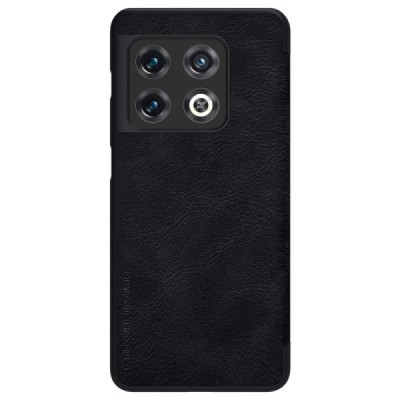 Prabangus „Nillkin“ Qin serijos juodas odinis atverčiamas OnePlus 10 Pro dėklas | Priedai.lt