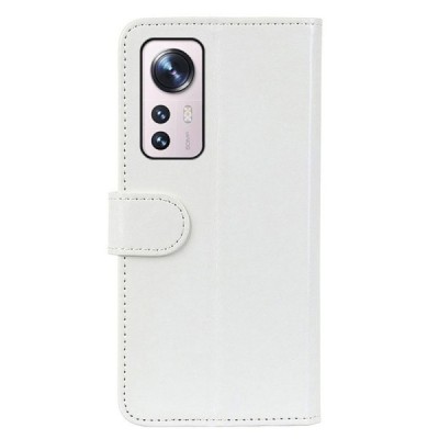 Xiaomi 12 Pro atverčiamas baltas odinis dėklas - piniginė | Priedai.lt