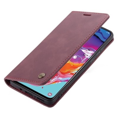 Samsung Galaxy A70 (A705F) CaseMe Retro solidus atverčiamas bordo odinis dėklas - knygutė | Priedai.lt