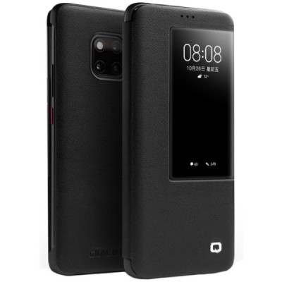 Huawei Mate 20 Pro „QIALINO“ atverčiamas juodas odinis dėklas - knygutė | Priedai.lt