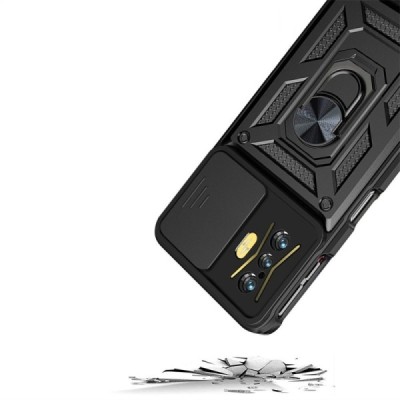 Sustiprintos apsaugos „Kickstand“ Xiaomi Poco F4 GT juodas kieto silikono (TPU) ir plastiko dėklas | Priedai.lt