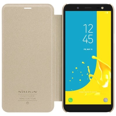 Samsung Galaxy J6 2018 (J600) auksinis odinis atverčiamas Nillkin Sparkle dėklas - knygutė | Priedai.lt