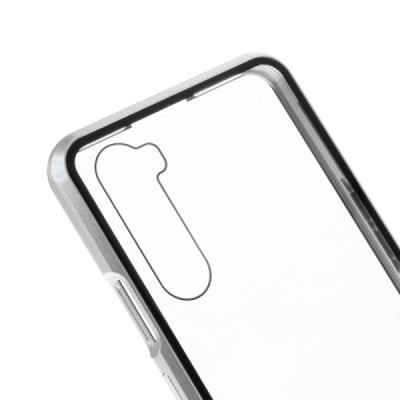 OnePlus Nord Frame sidabrinis (permatomas) magnetinis plastikinis dėklas | Priedai.lt
