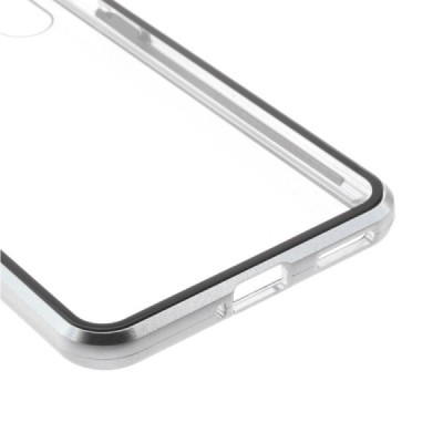 OnePlus Nord Frame sidabrinis (permatomas) magnetinis plastikinis dėklas | Priedai.lt