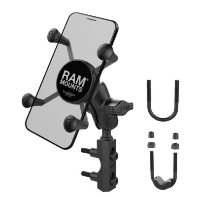 „RAM Mounts“ X-Grip telefono laikiklis motociklui (tvirtinamas prie stabdžių ar sankabos), dviračiui, paspirtukui | Priedai.LT