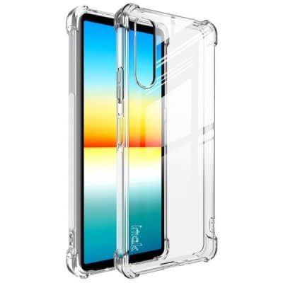 Sony Xperia 10 IV Imak sustiprintos apsaugos kieto silikono TPU skaidrus dėklas - nugarėlė + apsauginė ekrano plėvelė | Priedai.