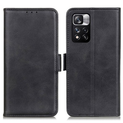 Xiaomi Redmi Note 11 Pro+ atverčiamas juodas odinis dėklas - piniginė | Priedai.lt