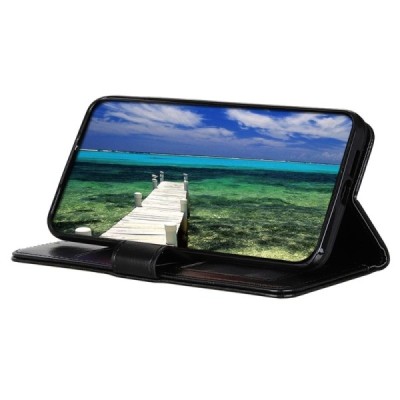 Samsung Galaxy M53 5G (M536) atverčiamas juodas odinis dėklas - piniginė | Priedai.lt