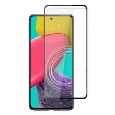 Samsung Galaxy M53 5G (M536) „Mocolo“ 2.5D 9H Tempered Glass sustiprintos apsaugos juodas pilnai dengiantis apsauginis ekrano st