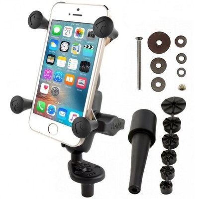 „RAM Mounts“ X-Grip telefono laikiklis motociklui (tvirtinamas prie cilindrinės vairo šakės angos), dviračiui, paspirtukui | Pri