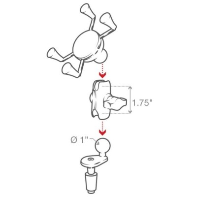 „RAM Mounts“ X-Grip telefono laikiklis motociklui (tvirtinamas prie cilindrinės vairo šakės angos), dviračiui, paspirtukui | Pri
