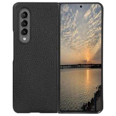 Samsung Galaxy Z Fold4 5G (F936B) Deluxe Leather juodas odinis dėklas - nugarėlė | Priedai.lt