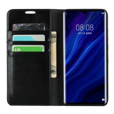 „Deluxe“ Huawei P30 Pro juodas odinis atverčiamas dėklas | Priedai.lt
