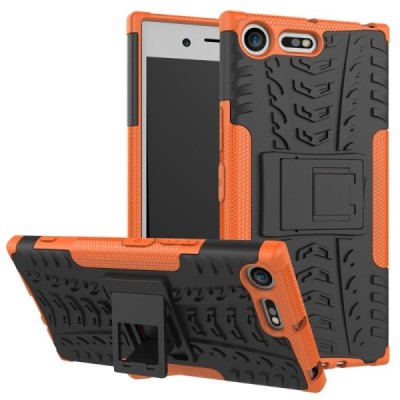 Sustiprintos apsaugos Sony Xperia XZ Premium juodas / oranžinis kieto silikono (TPU) ir plastiko dėklas | Priedai.lt