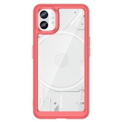 Nothing Phone 1 5G Fashion skaidrus rožinės spalvos apvadais kieto silikono (TPU) dėklas | Priedai.lt