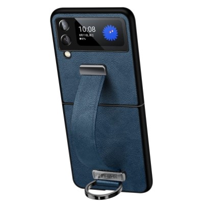 „Sulada“ Leather Kickstand Samsung Galaxy Z Flip4 (F721) mėlynas odinis dėklas - nugarėlė | Priedai.lt