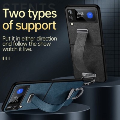 „Sulada“ Leather Kickstand Samsung Galaxy Z Flip4 (F721) rudas odinis dėklas - nugarėlė | Priedai.lt
