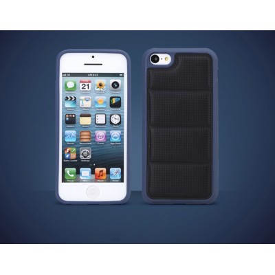 Juodas „Rock“ Grid dirbtinės odos ir kieto silikono (TPU) Apple iPhone SE (5, 5s) dėklas (dėkliukas) / Priedai.lt