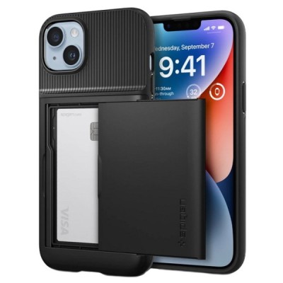 „Spigen“ Slim Armor CS Apple iPhone 14 juodas kieto silikono dėklas | Priedai.lt