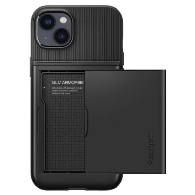 „Spigen“ Slim Armor CS Apple iPhone 14 juodas kieto silikono dėklas | Priedai.lt