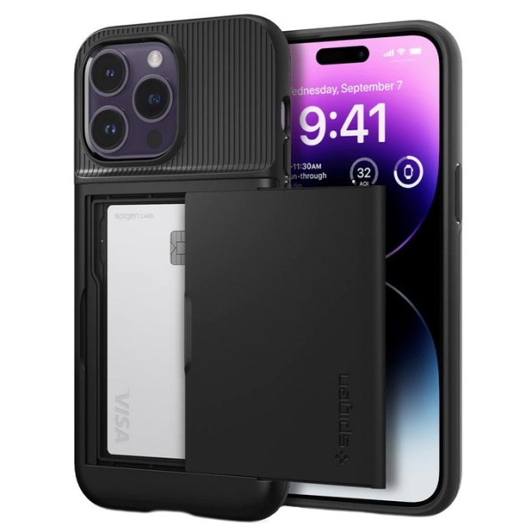 „Spigen“ Slim Armor CS kaaned - must (iPhone 14 Pro)