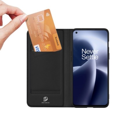 „Dux Ducis“ Skin serijos OnePlus Nord 2T 5G juodas odinis atverčiamas dėklas | Priedai.lt
