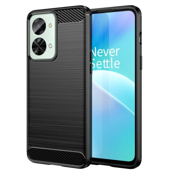 „Carbon“ Kõva silikoon (TPU) kaaned - must (OnePlus Nord 2T 5G)