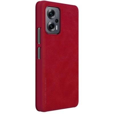 Prabangus „Nillkin“ Qin serijos raudonas odinis atverčiamas Xiaomi Poco X4 GT (Redmi Note 11T Pro, Redmi Note 11T Pro+) dėklas |