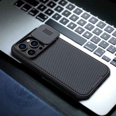 Apple iPhone 14 Pro Max „Nillkin“ CamShield Pro juodas dėklas, nugarėlė su kameros apsauga | Priedai.lt