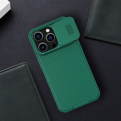 Apple iPhone 14 Pro Max „Nillkin“ CamShield Pro žalias dėklas, nugarėlė su kameros apsauga | Priedai.lt