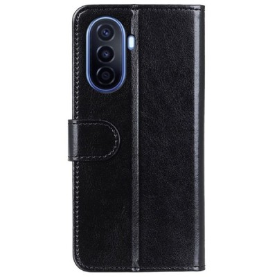 Huawei Nova Y70 atverčiamas juodas odinis dėklas - piniginė | Priedai.lt