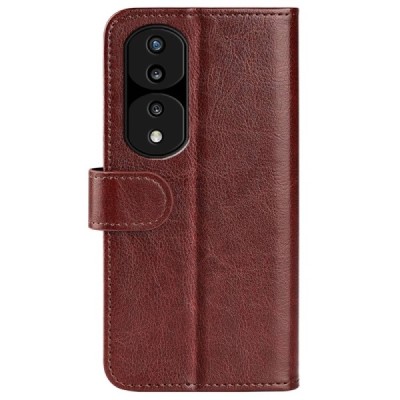 Huawei Honor 70 atverčiamas rudas odinis dėklas - piniginė | Priedai.lt