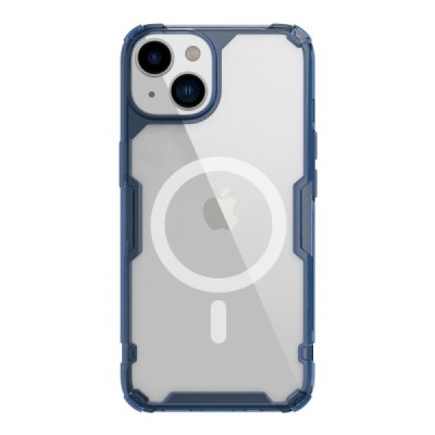 „Nillkin“ Nature TPU Pro MagSafe Apple iPhone 14 skaidrus sustiprintos apsaugos kieto silikono mėlynas dėklas | Priedai.lt