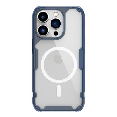 „Nillkin“ Nature TPU Pro MagSafe Apple iPhone 14 Pro skaidrus sustiprintos apsaugos kieto silikono mėlynas dėklas | Priedai.lt