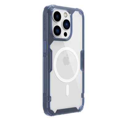 „Nillkin“ Nature TPU Pro MagSafe Apple iPhone 14 Pro Max skaidrus sustiprintos apsaugos kieto silikono mėlynas dėklas | Priedai.