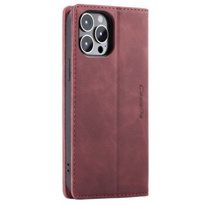 Apple iPhone 14 Pro CaseMe Retro solidus atverčiamas bordo odinis dėklas - knygutė | Priedai.lt